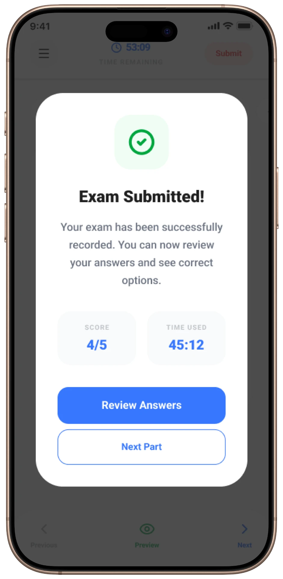 Step Schools mobile — Exam Result Summary