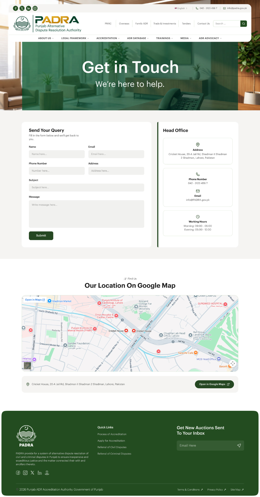 PADRA — Contact Us