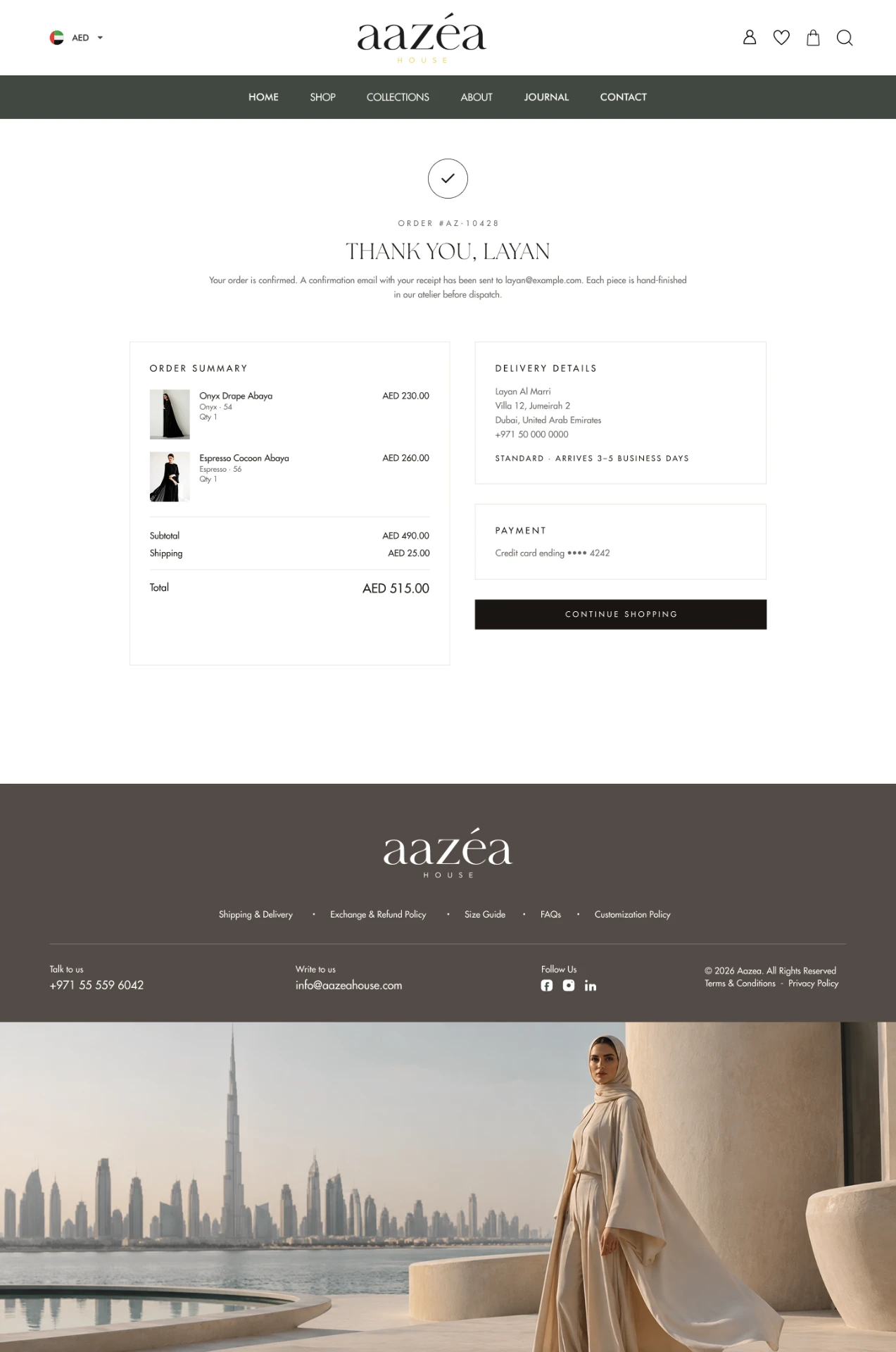 AAZEA — 10 — Order Confirmation