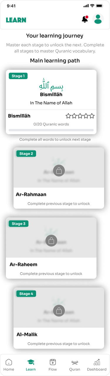 QuranMe mobile — Learning Path