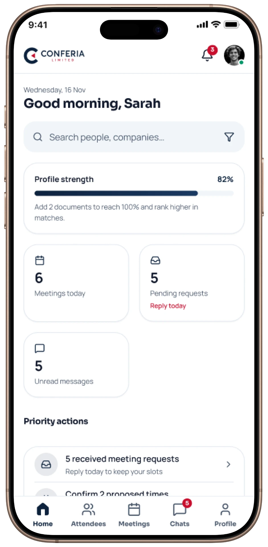 Conferia mobile — Home