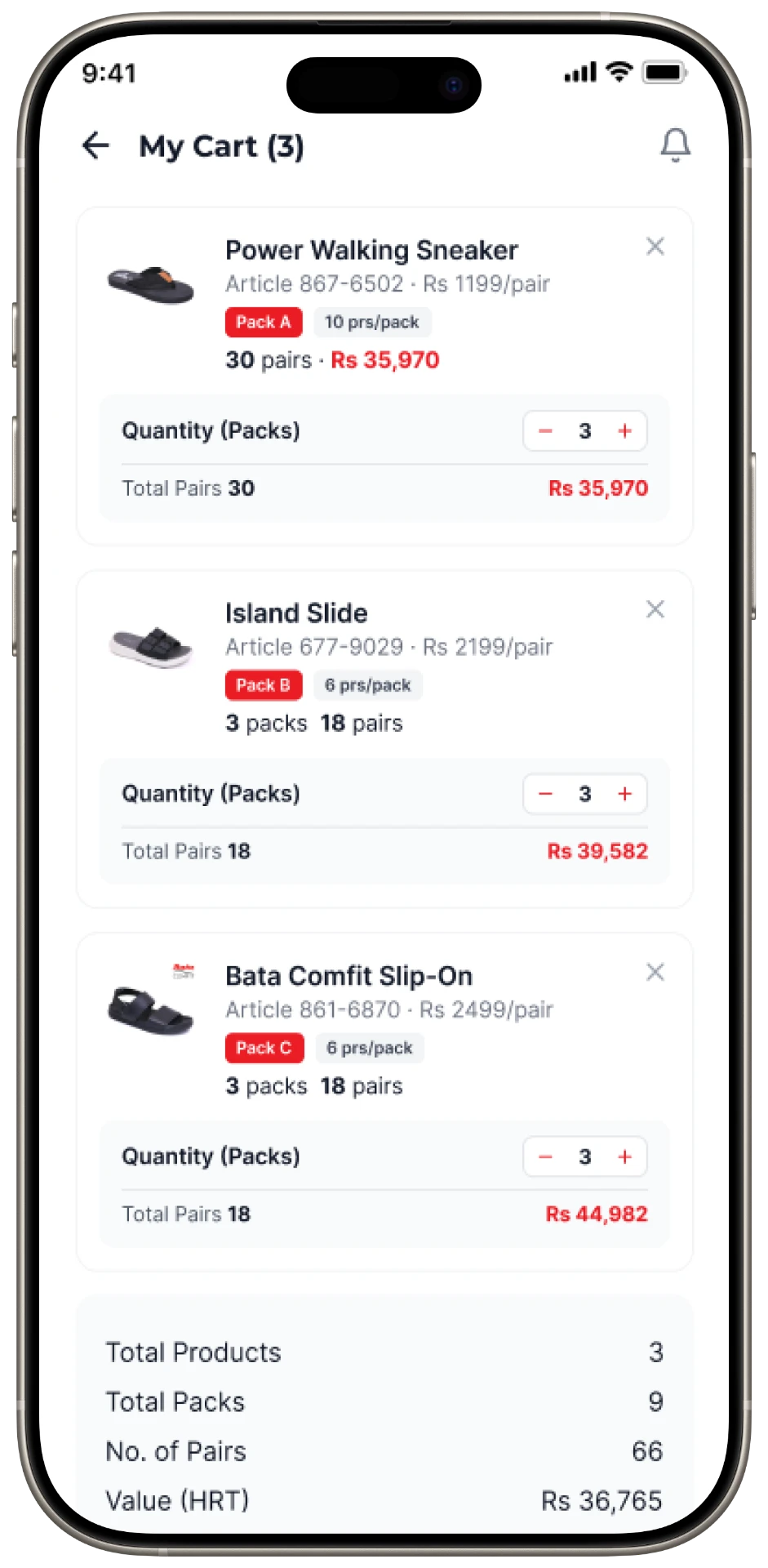 Bata B2Biz mobile — Cart