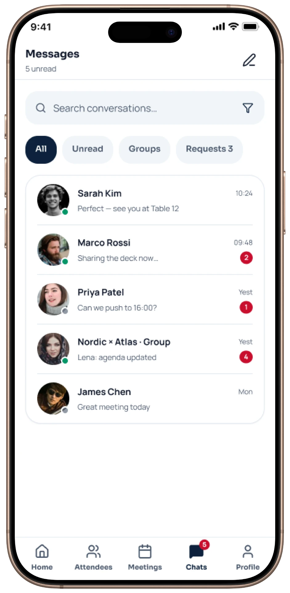 Conferia mobile — Messages