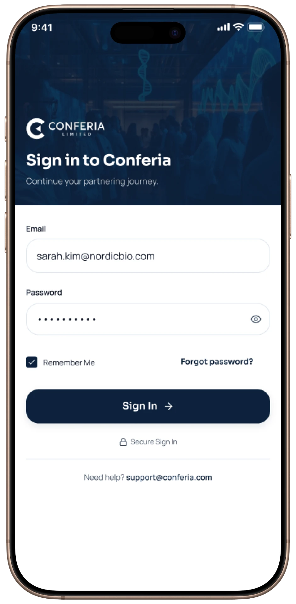 Conferia mobile — Sign In