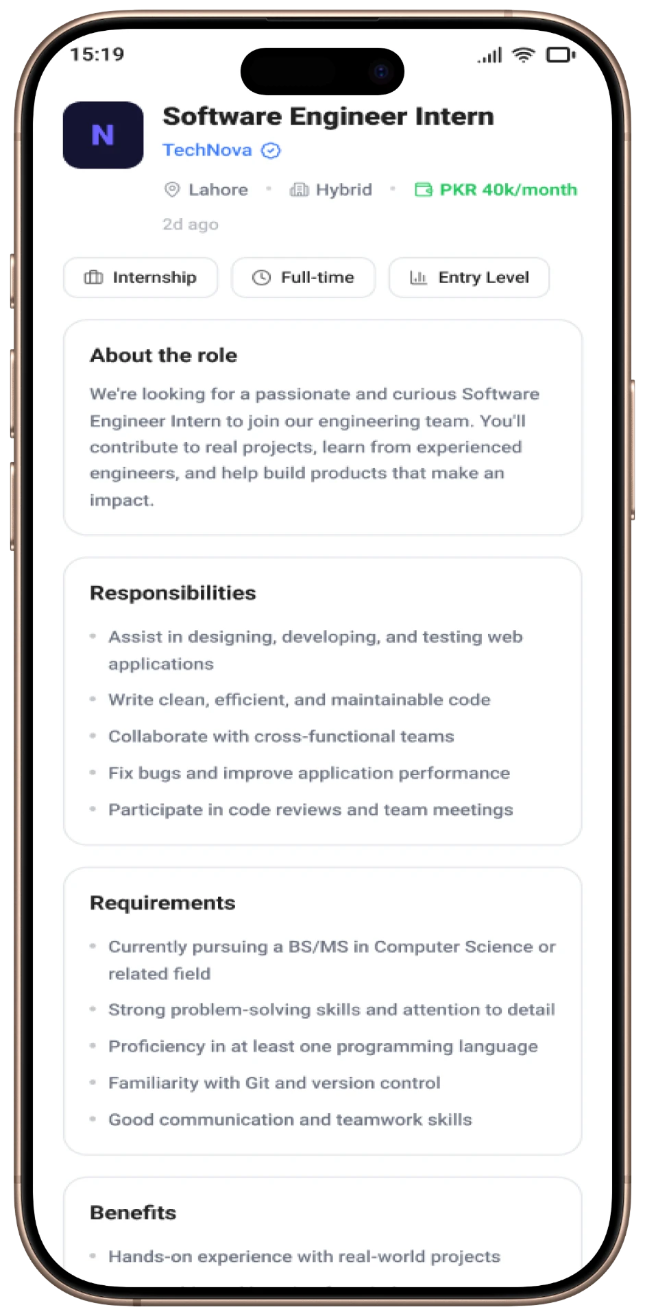 Step Schools mobile — Job Detail