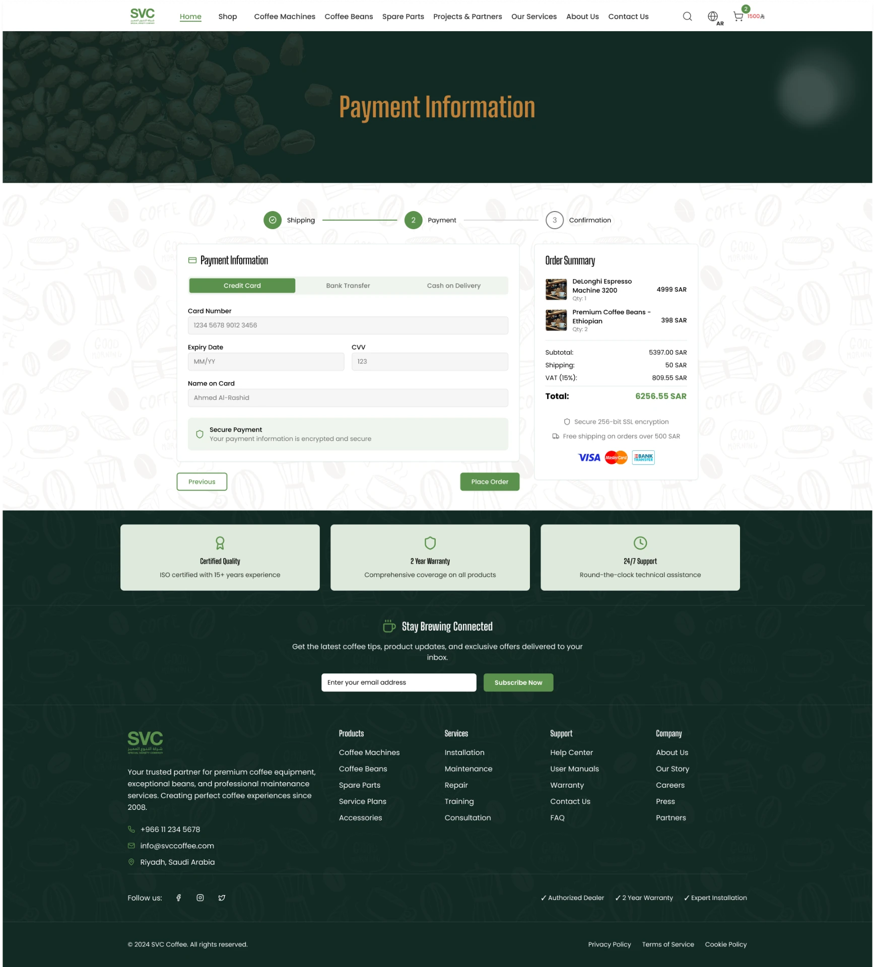 SVC — Special Variety Company — Checkout — Card Payment