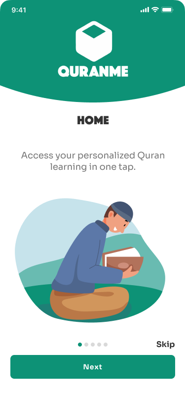 QuranMe mobile — Onboarding — Home