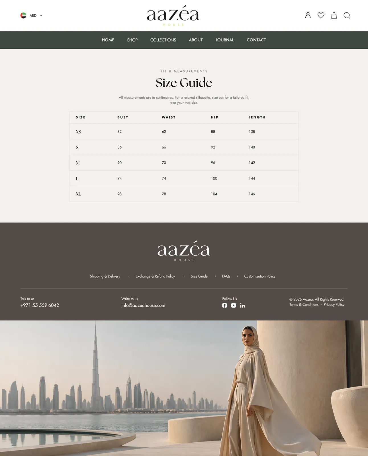 AAZEA — 06 — Size Guide